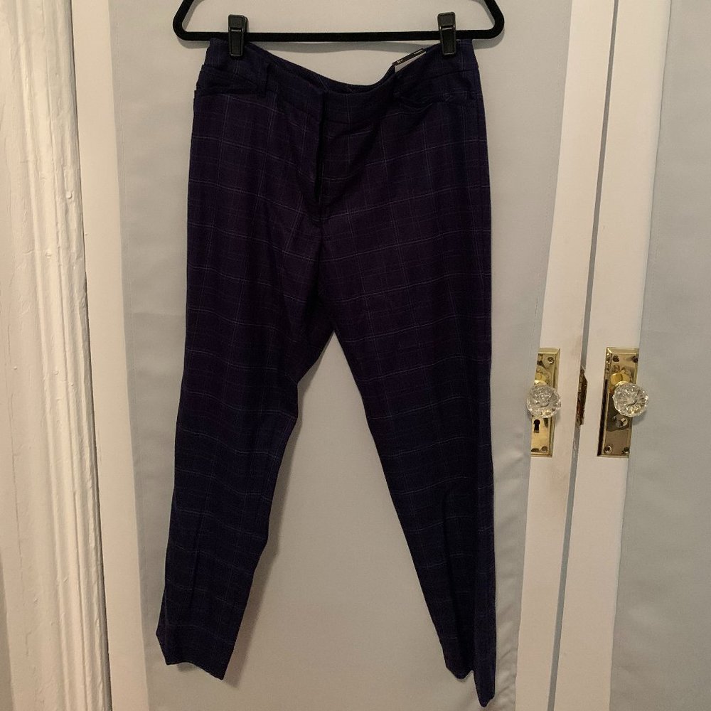 Navy blue plaid pants